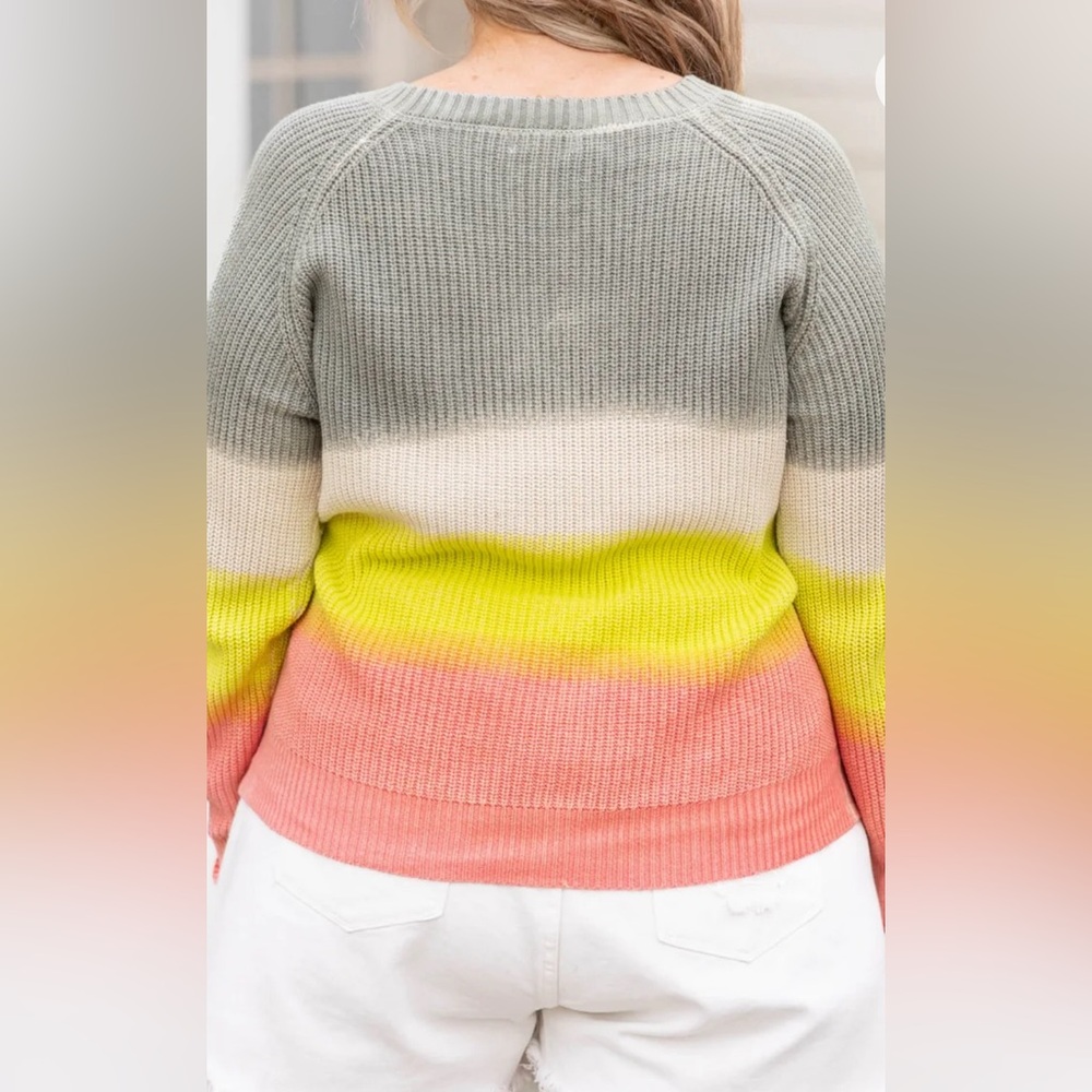 ChicSoul Down and Around grey multi striped sweater - Picture 3 of 7